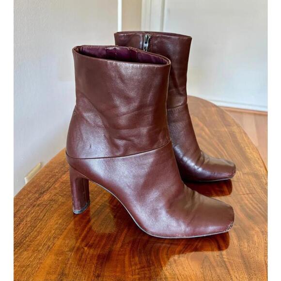 Franco Sarto Shoes - Chic Brown Franco Sarto Leather Ankle Boots with High Heels